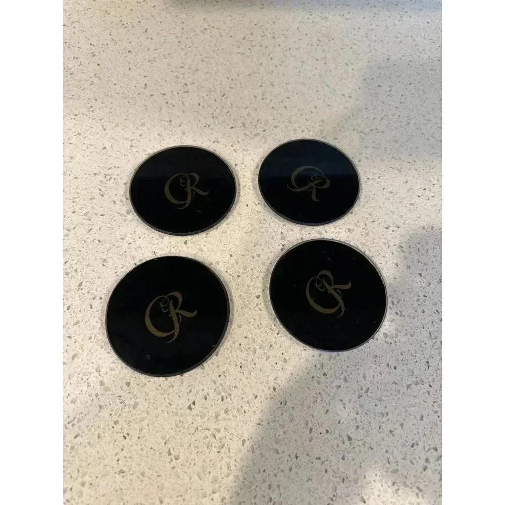 Set Of Four glass Crown Royal Drink Coasters‎ #112